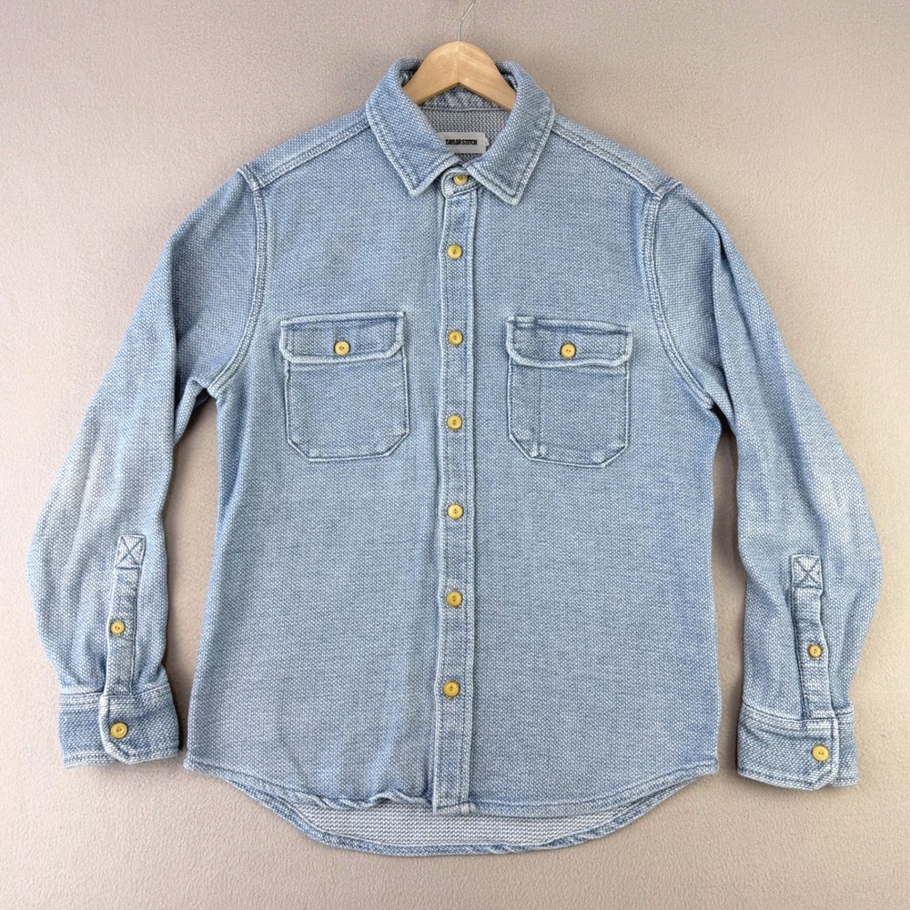 Taylor Stitch The Division Shirt Mens 38 Washed Indigo Heavyweight Long Sleeve